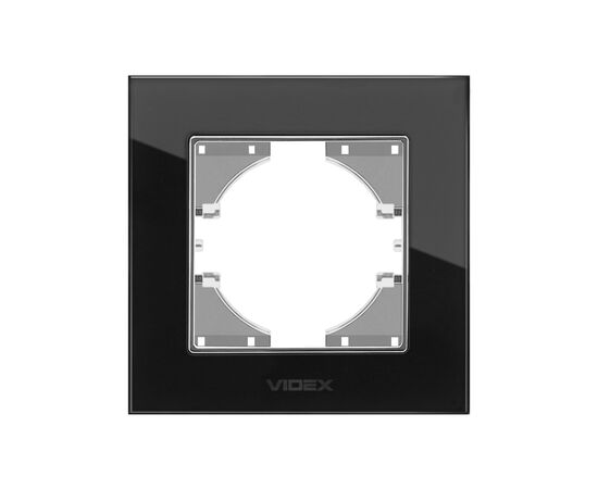 Рамка Videx BINERA черное стекло одинарная (VF-BNFRG1H-B), изображение 2 Рамка Videx BINERA черное стекло одинарная (VF-BNFRG1H-B), изображение 2