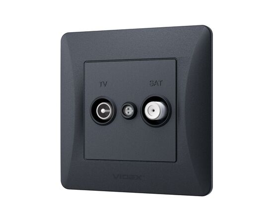 ТВ розетка Videx BINERA TV одинарна телевізійна чорні (VF-BNSK2TVSATE-BG)