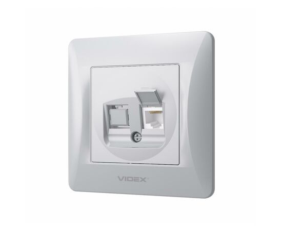 Компьютерная розетка Videx BINERA CAT6 одинарная сереб (VF-BNSK1PC6-SS), изображение 2 Компьютерная розетка Videx BINERA CAT6 одинарная сереб (VF-BNSK1PC6-SS), изображение 2
