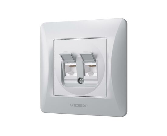 Компьютерная розетка Videx BINERA CAT6+CAT6 двойная сереб (VF-BNSK2PC6-SS), изображение 2 Компьютерная розетка Videx BINERA CAT6+CAT6 двойная сереб (VF-BNSK2PC6-SS), изображение 2