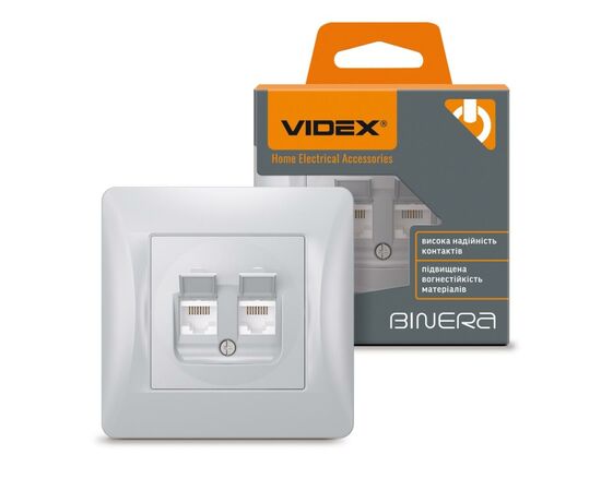 Компьютерная розетка Videx BINERA CAT6+CAT6 двойная сереб (VF-BNSK2PC6-SS), изображение 3 Компьютерная розетка Videx BINERA CAT6+CAT6 двойная сереб (VF-BNSK2PC6-SS), изображение 3