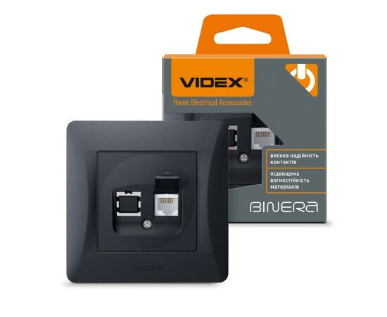Компьютерная розетка Videx BINERA CAT6 одинарная черн (VF-BNSK1PC6-BG), изображение 4 Компьютерная розетка Videx BINERA CAT6 одинарная черн (VF-BNSK1PC6-BG), изображение 4