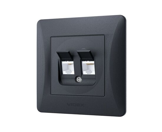 Компьютерная розетка Videx BINERA CAT6+CAT3 двойная черн (VF-BNSK2PC6TF3-BG), изображение 2 Компьютерная розетка Videx BINERA CAT6+CAT3 двойная черн (VF-BNSK2PC6TF3-BG), изображение 2