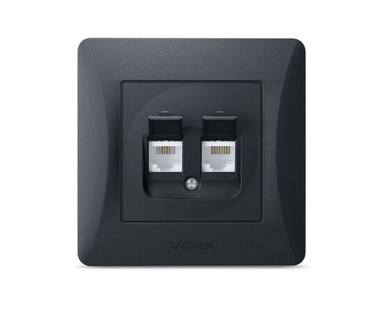 Компьютерная розетка Videx BINERA CAT6+CAT3 двойная черн (VF-BNSK2PC6TF3-BG)