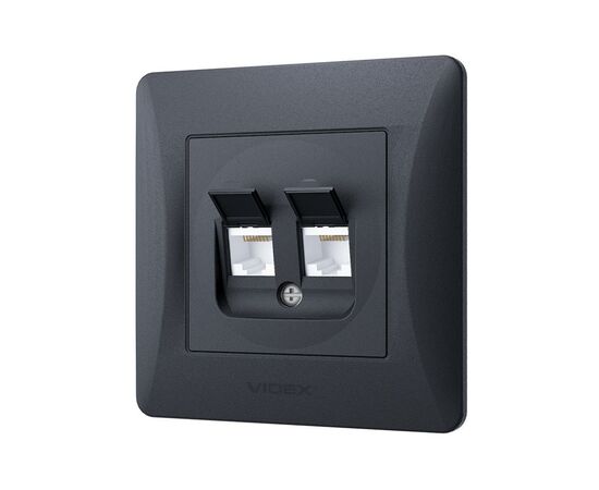Компьютерная розетка Videx BINERA CAT6+CAT6 двойная черн (VF-BNSK2PC6-BG), изображение 2 Компьютерная розетка Videx BINERA CAT6+CAT6 двойная черн (VF-BNSK2PC6-BG), изображение 2
