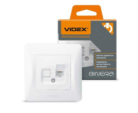 Телефонная розетка Videx BINERA CAT3 (VF-BNSK1TF3-W), изображение 4 Телефонная розетка Videx BINERA CAT3 (VF-BNSK1TF3-W), изображение 4