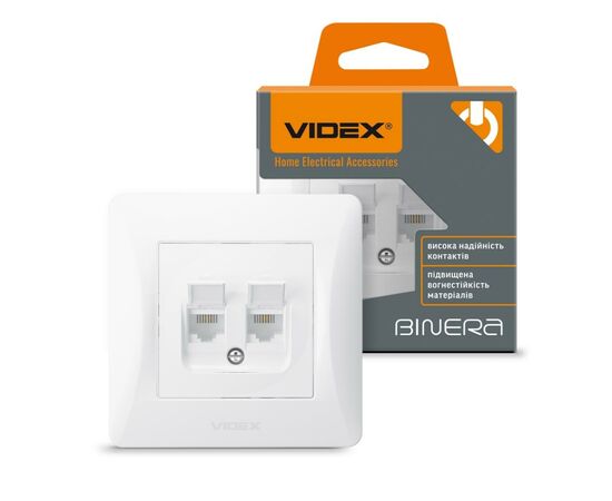 Телефонная розетка Videx BINERA CAT3+CAT3 двойная, изображение 4 Телефонная розетка Videx BINERA CAT3+CAT3 двойная, изображение 4