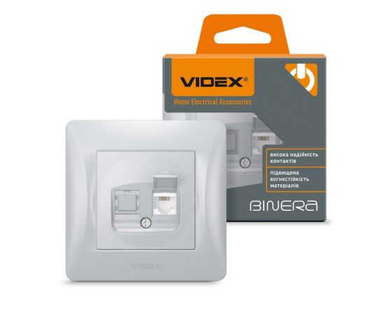 Телефонная розетка Videx BINERA CAT3  сереб (VF-BNSK1TF3-SS), изображение 4 Телефонная розетка Videx BINERA CAT3  сереб (VF-BNSK1TF3-SS), изображение 4