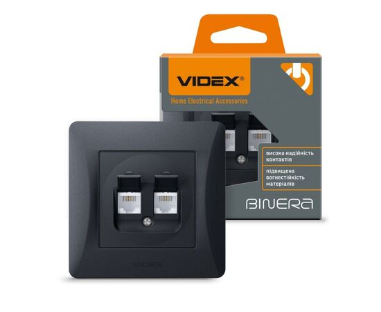 Телефонная розетка Videx BINERA CAT3+CAT3 двойная черн (VF-BNSK2TF3-BG), изображение 4 Телефонная розетка Videx BINERA CAT3+CAT3 двойная черн (VF-BNSK2TF3-BG), изображение 4