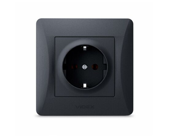 Розетка Videx BINERA 1ая із заземленням черн (VF-BNSK1G-BG)