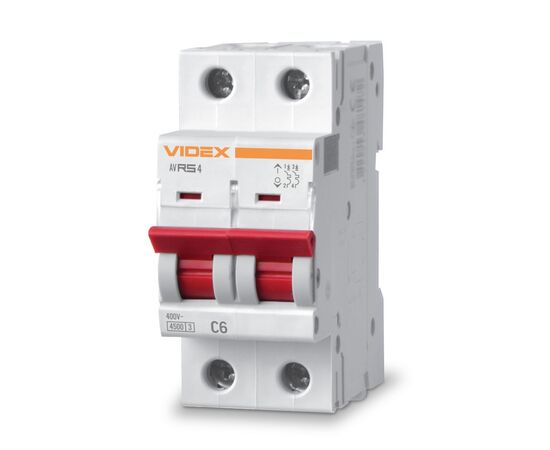 Автоматический выключатель Videx RS4 RESIST 2п 6А С 4,5кА (VF-RS4-AV2C06)