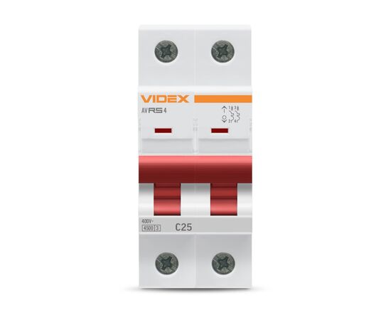 Автоматический выключатель Videx RS4 RESIST 2п 25А С 4,5кА (VF-RS4-AV2C25), изображение 2 Автоматический выключатель Videx RS4 RESIST 2п 25А С 4,5кА (VF-RS4-AV2C25), изображение 2