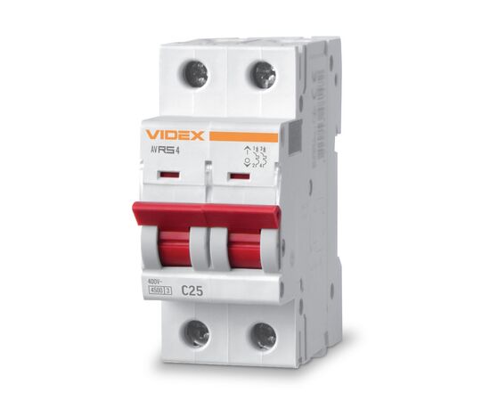 Автоматичний вимикач Videx RS4 RESIST 2п 25А С 4,5кА (VF-RS4-AV2C25)