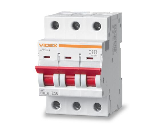 Автоматичний вимикач Videx RS4 RESIST 3п 16А С 4,5кА (VF-RS4-AV3C16)
