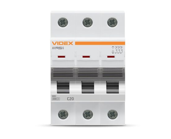 Автоматический выключатель Videx RS6 RESIST 3п 20А 6кА С (VF-RS6-AV3C20), изображение 2 Автоматический выключатель Videx RS6 RESIST 3п 20А 6кА С (VF-RS6-AV3C20), изображение 2