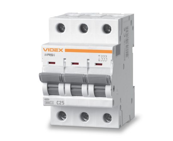 Автоматичний вимикач Videx RS6 RESIST 3п 25А 6кА С (VF-RS6-AV3C25)