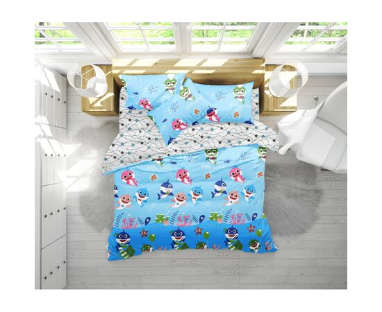 Постельное белье MirSon Бязь 17-0521 Sharks blue Полуторный (2200003655827)