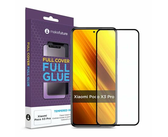 Стекло защитное MakeFuture Xiaomi Poco X3 Pro Full Cover Full Glue (MGF-XPX3P)