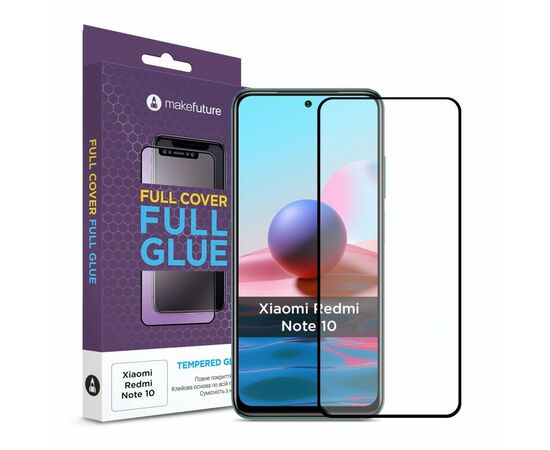 Стекло защитное MakeFuture Xiaomi Redmi Note 10 Full Cover Full Glue (MGF-XRN10)