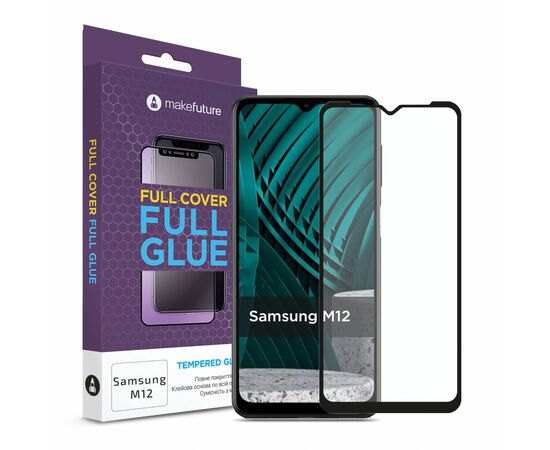 Стекло защитное MakeFuture Samsung M12 Full Cover Full Glue (MGF-SM12)