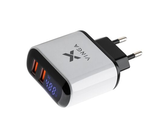Зарядное устройство Vinga 2 Port QC3.0 Display Wall Charger (VWCQAADW), изображение 3 Зарядное устройство Vinga 2 Port QC3.0 Display Wall Charger (VWCQAADW), изображение 3