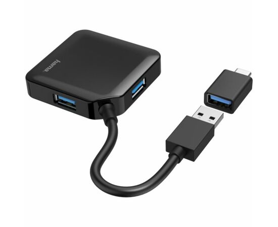 Концентратор Hama 4 Ports USB 3.2, USB-C Adapter Black (00200116), изображение 2 Концентратор Hama 4 Ports USB 3.2, USB-C Adapter Black (00200116), изображение 2
