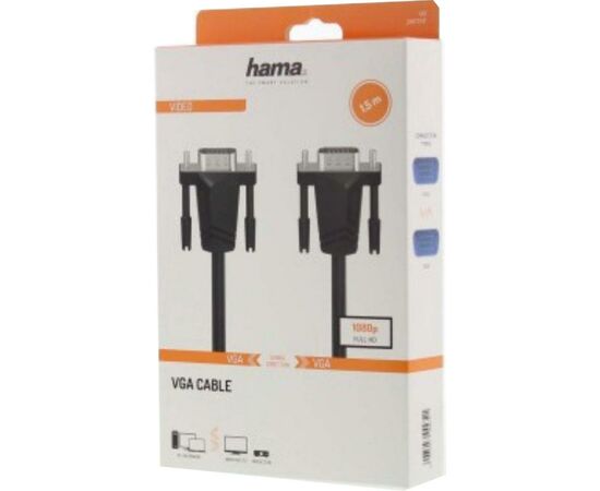 Кабель мультимедийный VGA 1.5m Full HD 1080p Black Hama (00200707), изображение 2