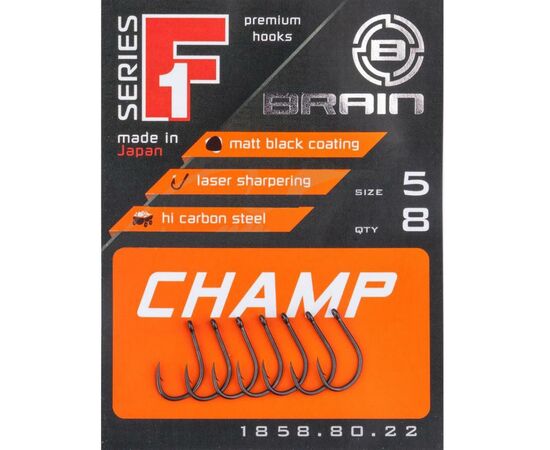 Крючок Brain fishing F1 Champ 08 (10 шт/уп) (1858.80.19), изображение 2 Крючок Brain fishing F1 Champ 08 (10 шт/уп) (1858.80.19), изображение 2