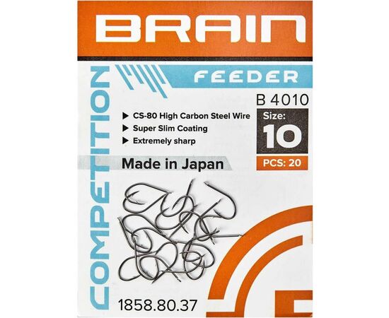 Крючок Brain fishing Feeder B4010 10 (20 шт/уп) Black Nickel (1858.80.37), изображение 2 Крючок Brain fishing Feeder B4010 10 (20 шт/уп) Black Nickel (1858.80.37), изображение 2