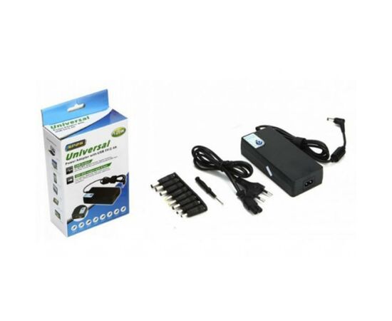 Блок питания к ноутбуку Merlion 120W Universal, ручн. регулювання, 8 роз'ємів, 1*USB 5V/2.4A (YT-UPS120W)