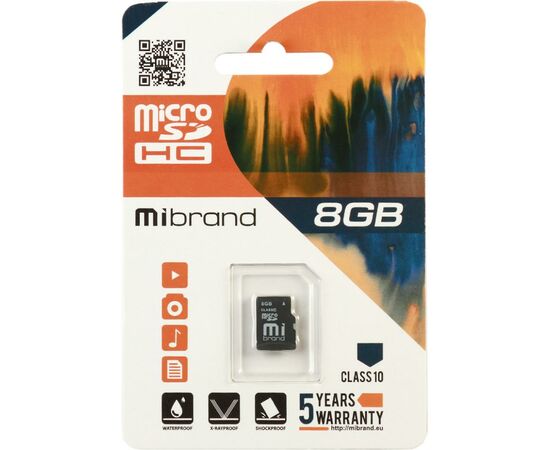 Карта памяти Mibrand 8GB microSDHC class 10 (MICDHC10/8GB)