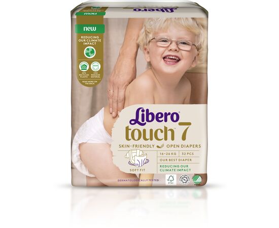 Подгузник Libero Touch Размер 7 (16-26 кг) 32 шт (7322541750057), изображение 2 Подгузник Libero Touch Размер 7 (16-26 кг) 32 шт (7322541750057), изображение 2