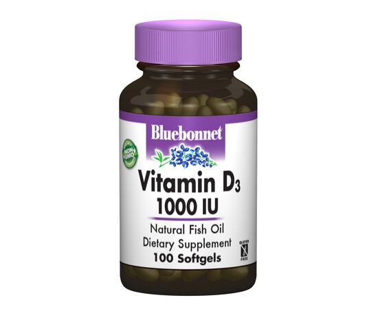 Витамин Bluebonnet Nutrition Витамин D3 1000IU, 100 желатиновых капсул (BLB-00308)