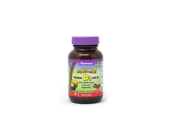 Витамин Bluebonnet Nutrition Витамин D3 400IU для Детей, Вкус Ягод, Rainforest Animalz, (BLB-00194)