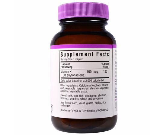 Витамин Bluebonnet Nutrition Витамин К1 100мкг, 100 капсул (BLB0650), изображение 2 Витамин Bluebonnet Nutrition Витамин К1 100мкг, 100 капсул (BLB0650), изображение 2
