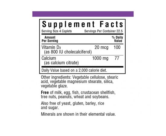 Вітамін Bluebonnet Nutrition Кальцій цитрат + Вітамін D3, 90 каплет (BLB0710), зображення 2 Вітамін Bluebonnet Nutrition Кальцій цитрат + Вітамін D3, 90 каплет (BLB0710), зображення 2