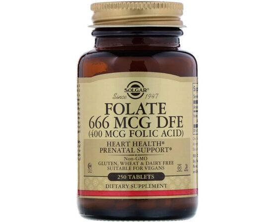 Витамин Solgar Фолиевая Кислота (В9), Folic Acid, 400 мкг, 250 таблеток (SOL-01081)