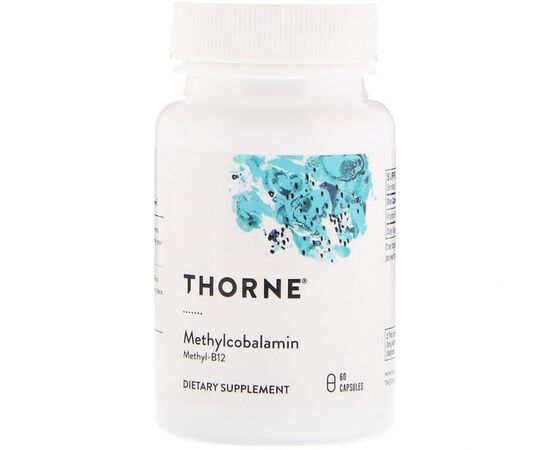 Вітамін Thorne Research Метилкобаламін, Methylcobalamin 1000 мкг, 60 капсул (THR-12502)