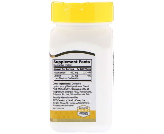 Витамин 21st Century Ниацинамид, 500 мг, 110 таблеток (CEN22550), изображение 2 Витамин 21st Century Ниацинамид, 500 мг, 110 таблеток (CEN22550), изображение 2