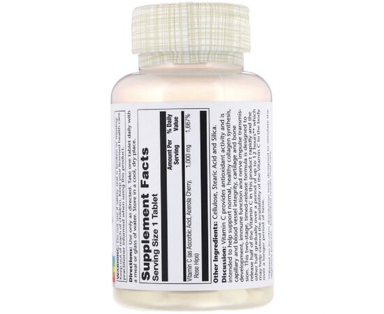 Витамин Solaray Витамин С Двухфазного Высвобождения, Vitamin C, 1000 мг, 10 (SOR-04453), изображение 2