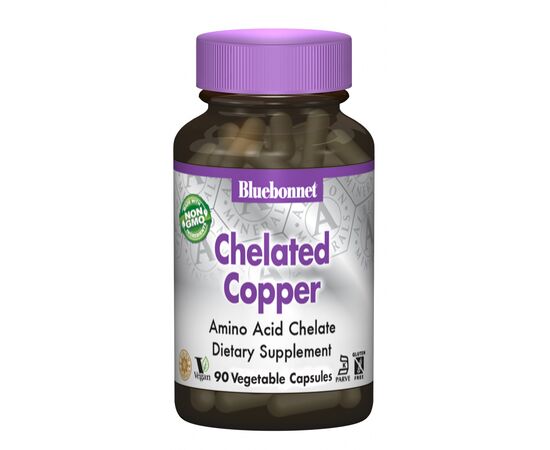 Минералы Bluebonnet Nutrition Хелатная Медь, Albion, 90 гелевых капсул (BLB-00665)