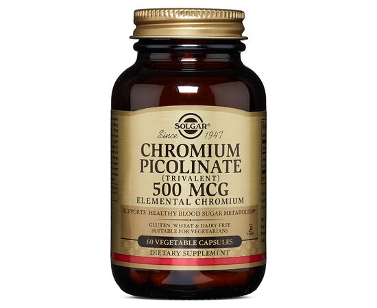 Мінерали Solgar Хром Пиколинат, Chromium Picolinate, 500 мкг, 60 капсул (SOL00871)