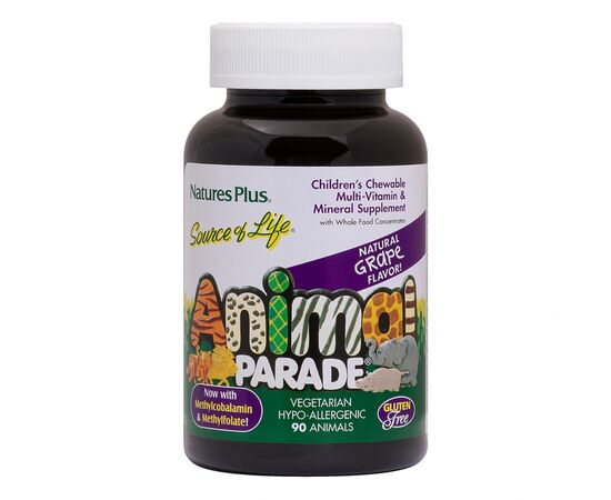 Мультивитамин Natures Plus Мультивитамины для Детей, Вкус Винограда, Animal Parade, 90 (NAP-29984)