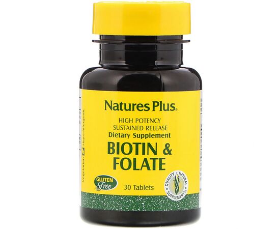 Витамин Natures Plus Биотин и Фолиевая кислота, Nature's Plus, 30 таблеток (NAP-01792)