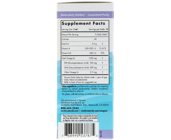Жирные кислоты Nordic Naturals Рыбий жир (ДГК) для Детей с Витамином D3, Baby's DHA, with V (NOR-53787), изображение 2 Жирные кислоты Nordic Naturals Рыбий жир (ДГК) для Детей с Витамином D3, Baby's DHA, with V (NOR-53787), изображение 2