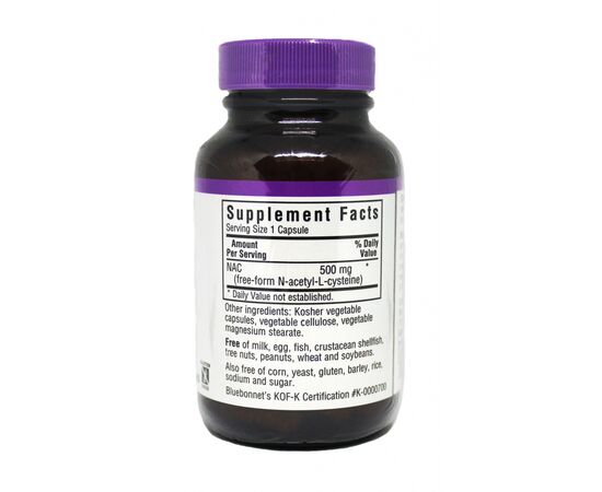 Витаминно-минеральный комплекс Bluebonnet Nutrition NAC (N-Ацетил-L-Цистеин) 500мг, 30 гелевых капсул (BLB0062), изображение 2 Витаминно-минеральный комплекс Bluebonnet Nutrition NAC (N-Ацетил-L-Цистеин) 500мг, 30 гелевых капсул (BLB0062), изображение 2