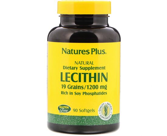 Вітамін Natures Plus Лецитин з Сої, 1200 мг, 90 м'яких таблеток (NAP-04160)