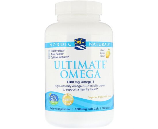 Жирные кислоты Nordic Naturals Рыбий Жир, Вкус Лимона, Ultimate Omega, Lemon, 1,280 мг, 18 (NOR-03790)