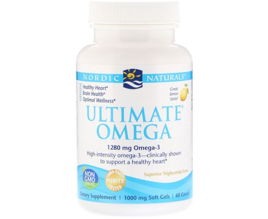 Жирные кислоты Nordic Naturals Рыбий Жир, Вкус Лимона, Ultimate Omega, Lemon, 1,280 мг, 60 (NOR-01790)