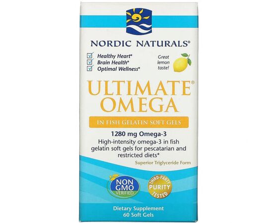 Жирні кислоти Nordic Naturals Риб'ячий Жир, Смак Лимона, Ultimate Omega, 1000 мг, 60 м'яки (NOR01797), зображення 2